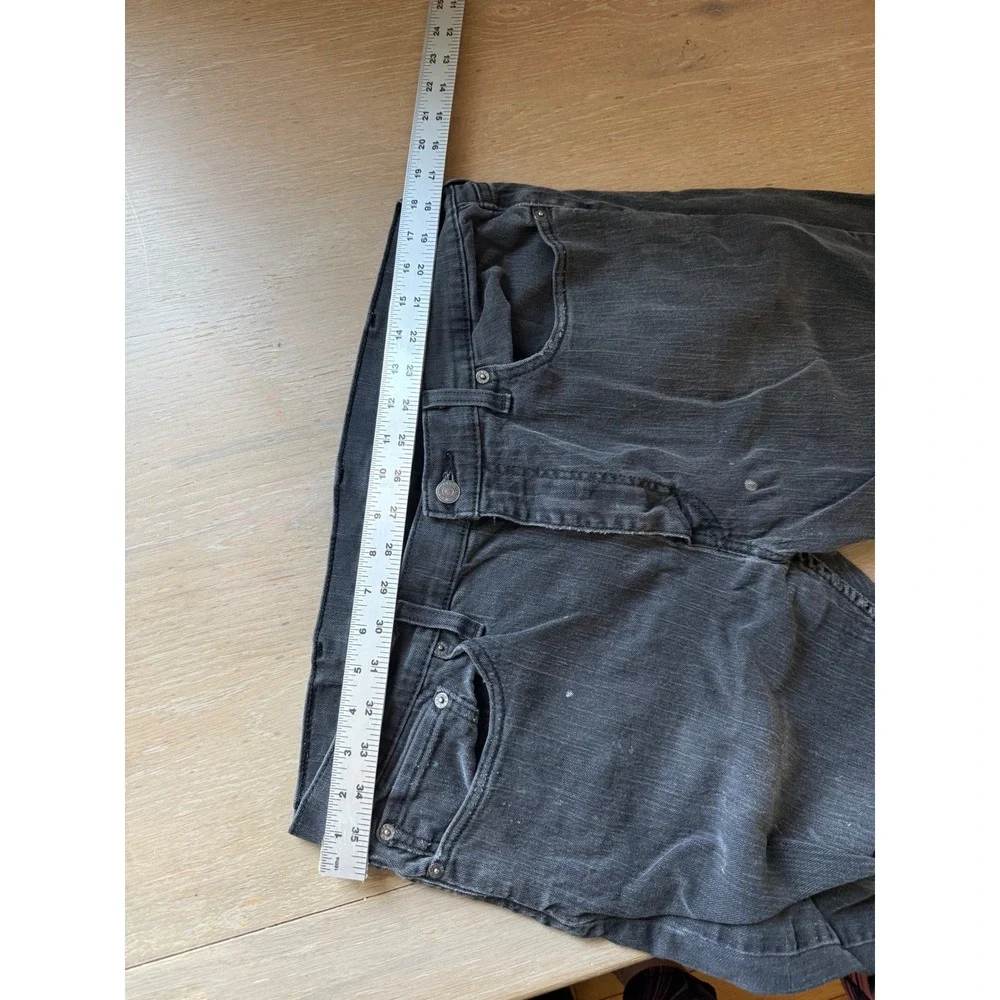 Levis Mens Faded Black Straight Leg Denim Jeans Paint Splatter Distressed 34x31